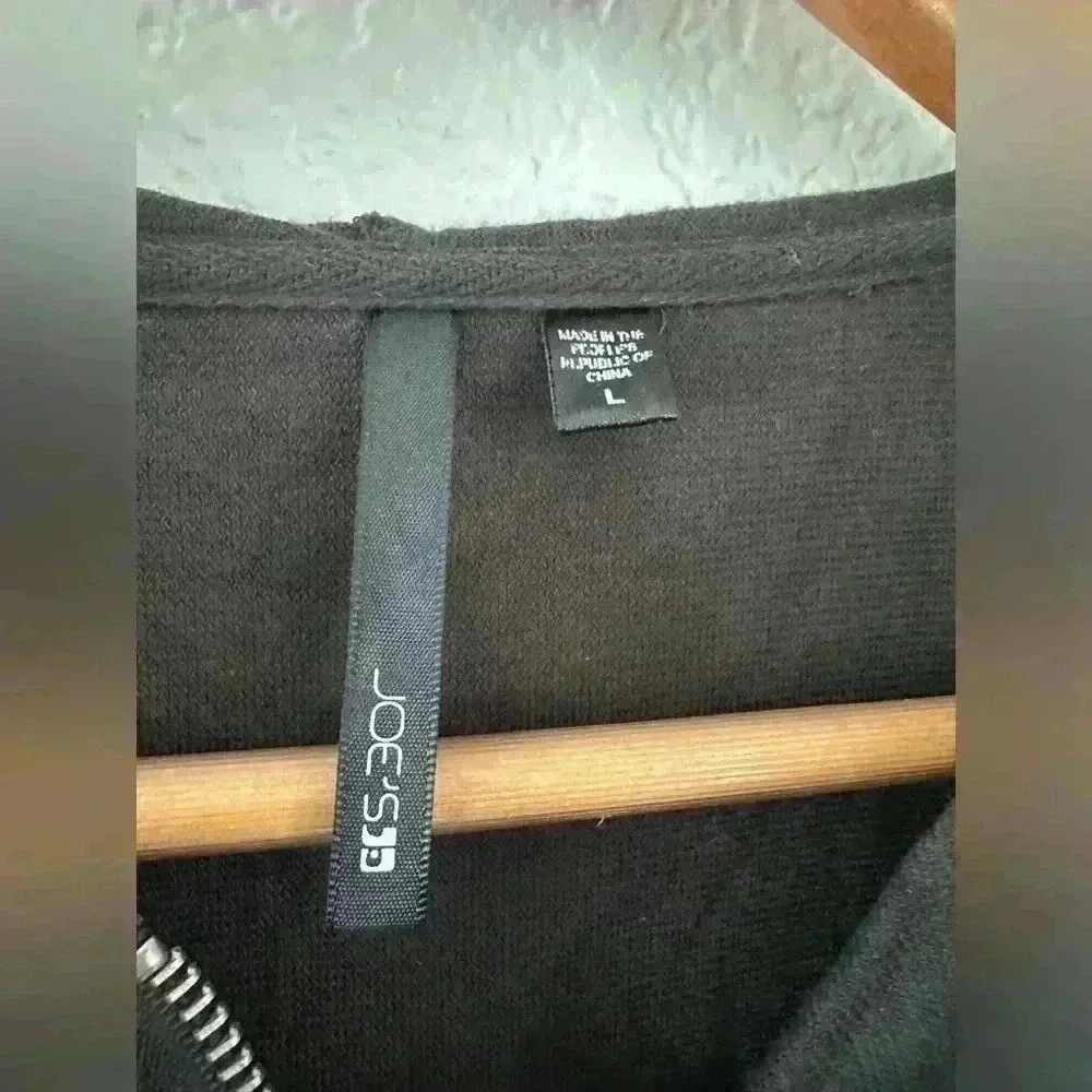 Joes bomber jacket Size Large Charcoal Grey/Black LEATHER and 100% Cotton unisex - Picture 3 of 7